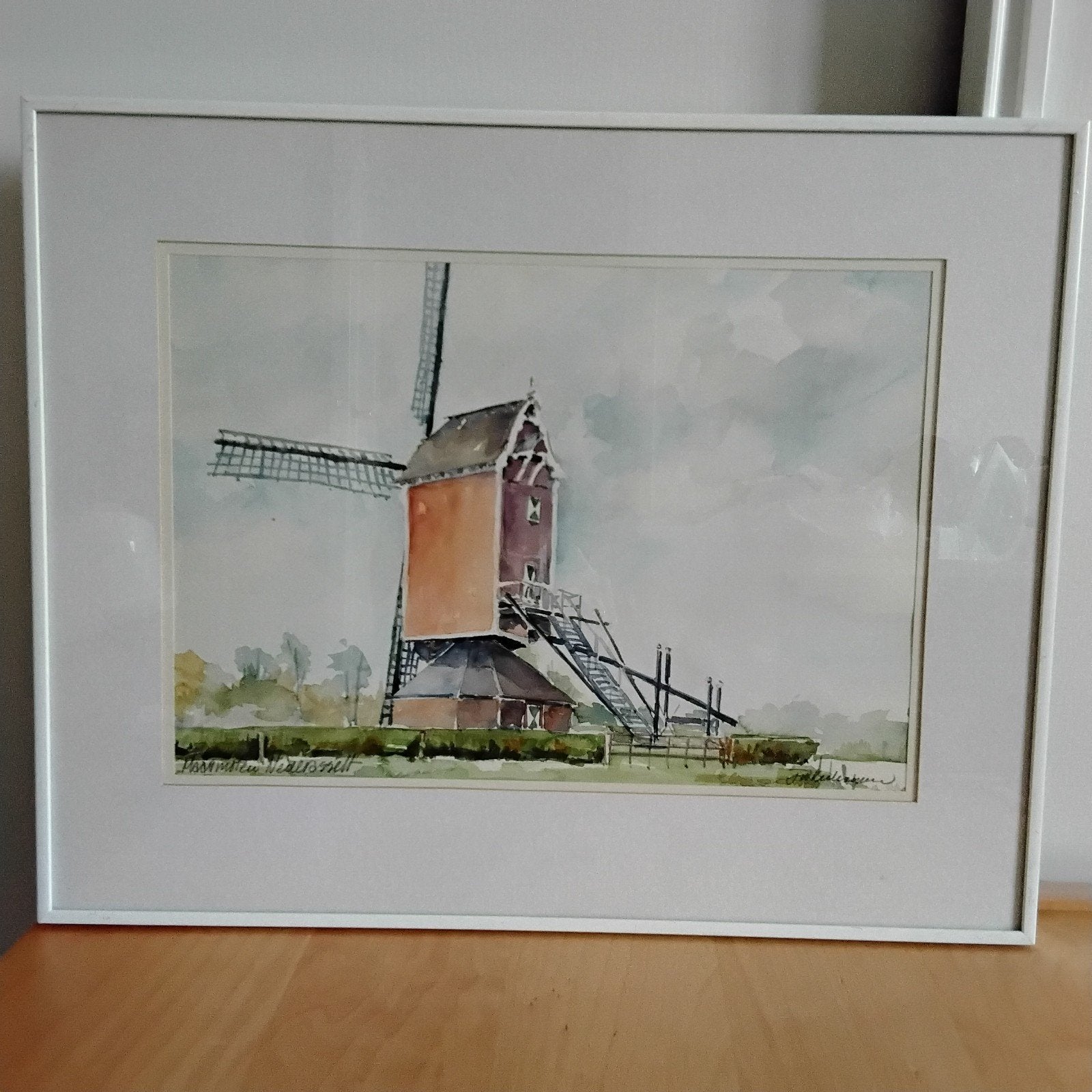 Aquarel Maasmolen Nederasselt. J.W.Verhoeven, Antiek en Kunst, Ophalen of Verzenden