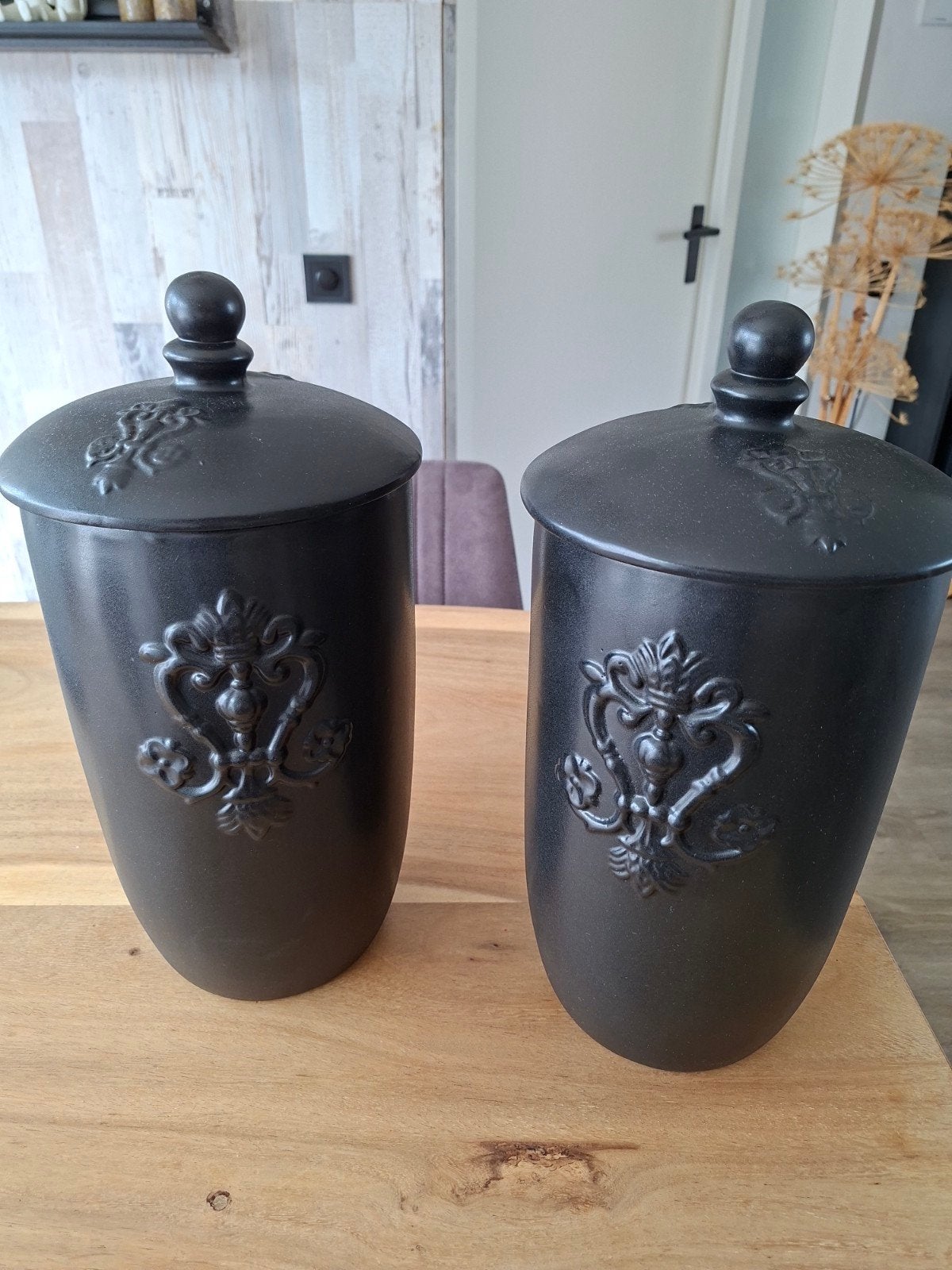 zwarte stenen potten., Ophalen, Zo goed als nieuw, Overige materialen, Pot, Bus of Blik