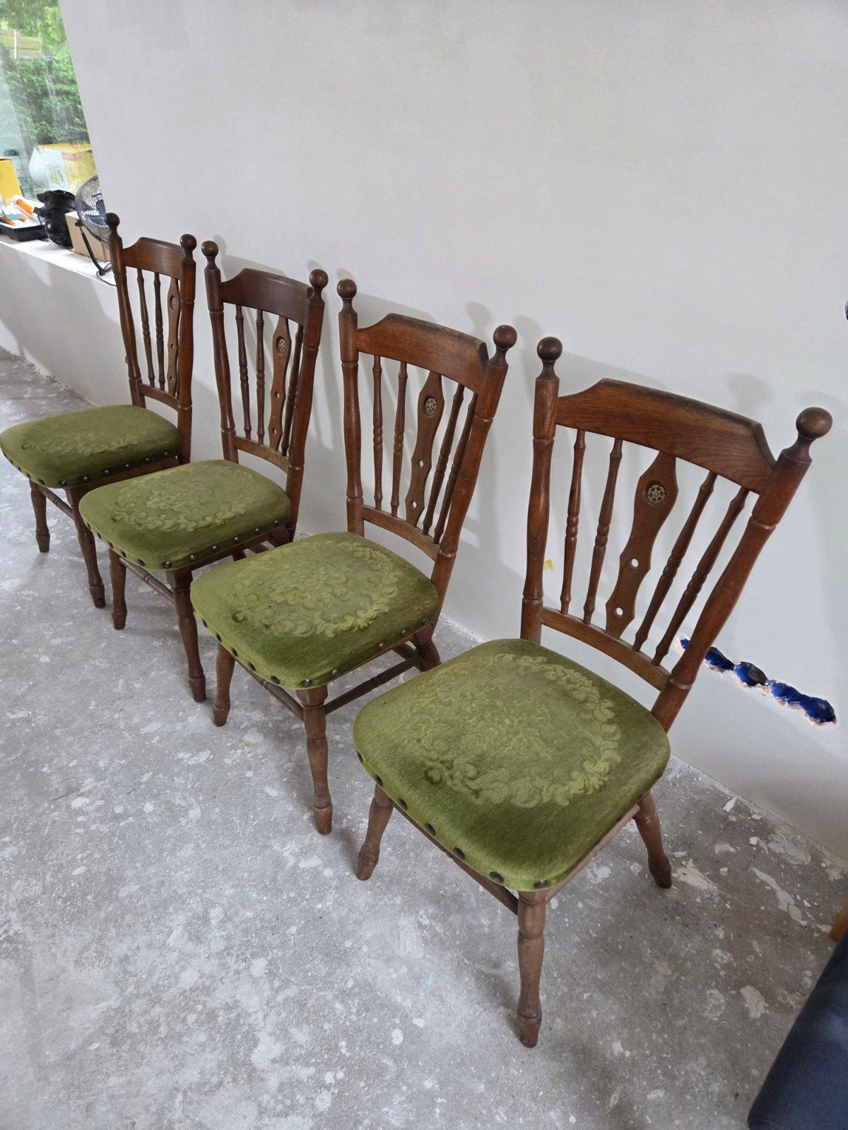 Set van 4 Arts & Crafts stoelen met velours zitting, Ophalen of Verzenden