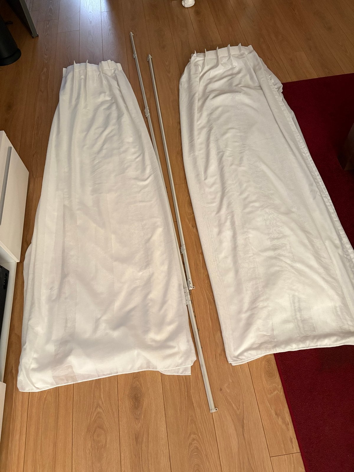 Witte Vitrage met Rails en 8 Beugels - Inkortbaar, Huis en Inrichting, Stoffering | Gordijnen en Lamellen, Ophalen, Vitrage, Gebruikt