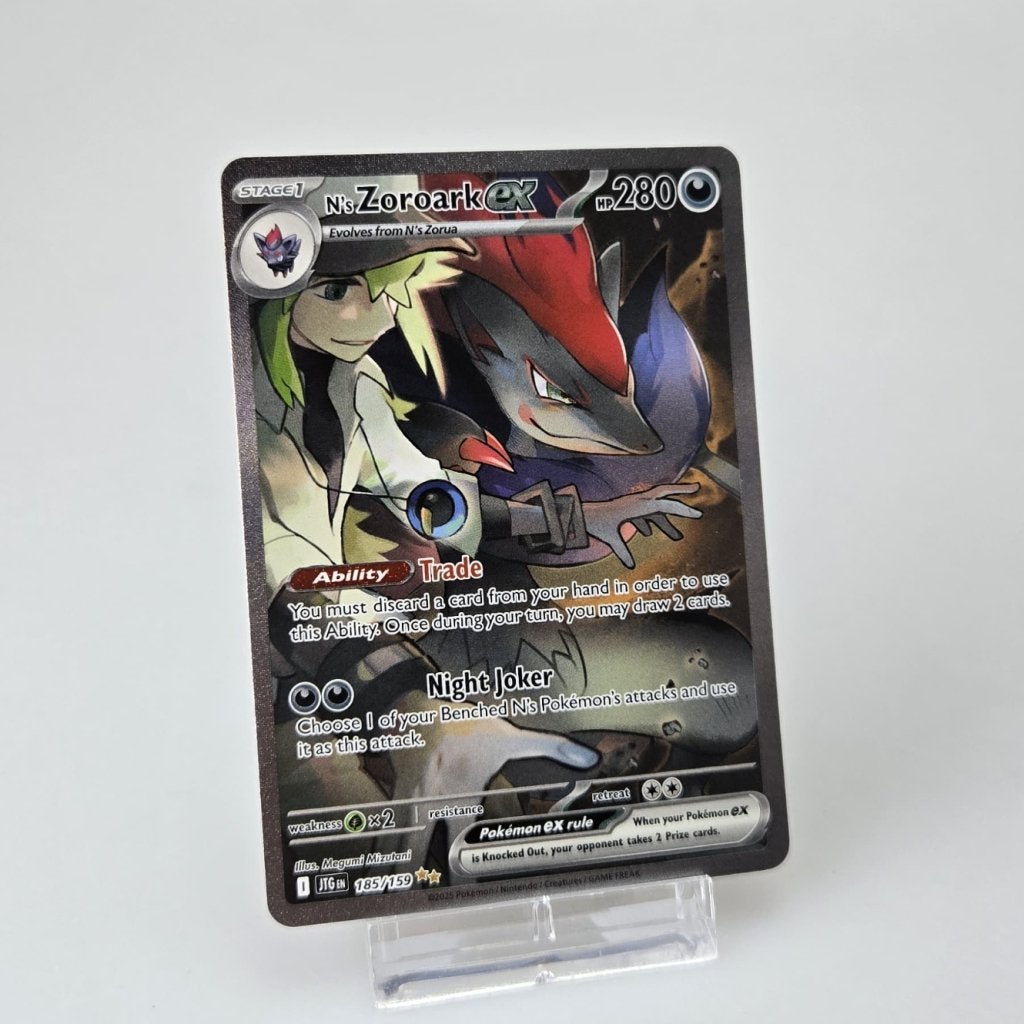 TCG N's Zoroark ex (JTG 185) M/NM in Toploader, Hobby en Vrije tijd, Gezelschapsspellen | Kaartspellen, Zo goed als nieuw