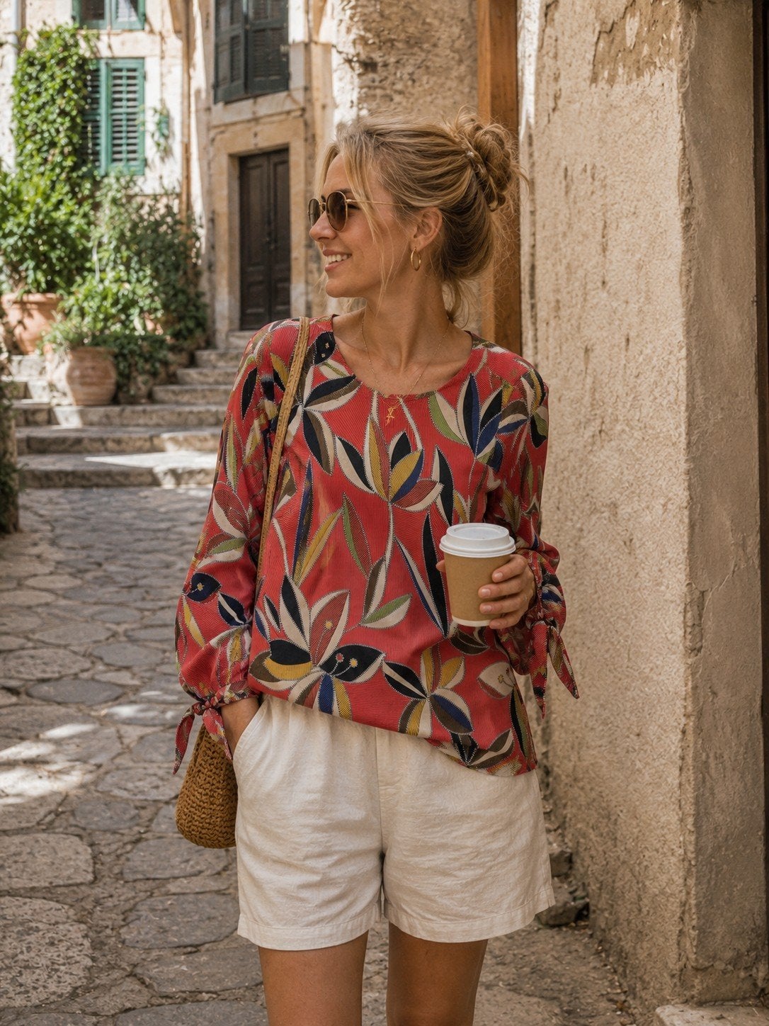 Expresso Satijnen Blouse Maat 38 - Super Leuke Print!, Maat 38/40 (M), Expresso, Ophalen of Verzenden, Zo goed als nieuw