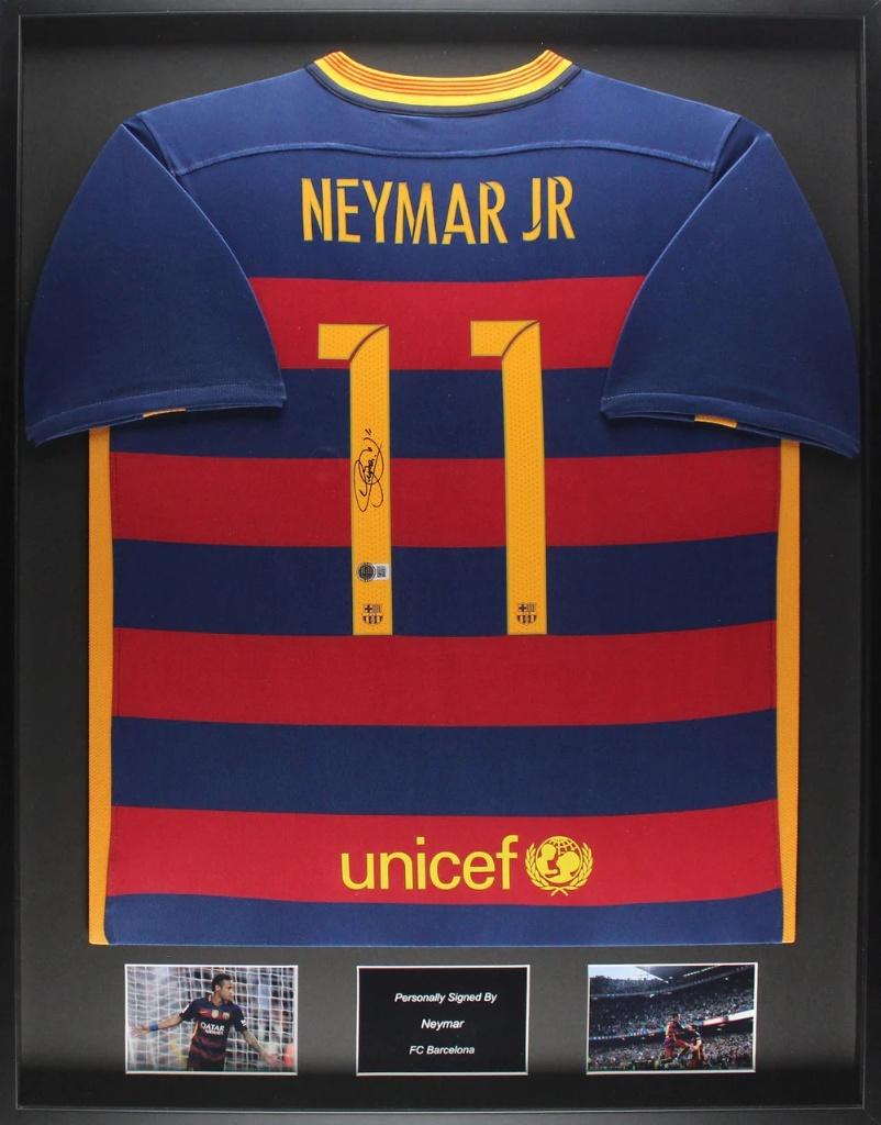 Neymar FC Barcelona 15/16 Ingelijst gesigneerd Thuis Shirt, Buitenlandse clubs, Soccersignings.nl, Shirt, Nieuw
