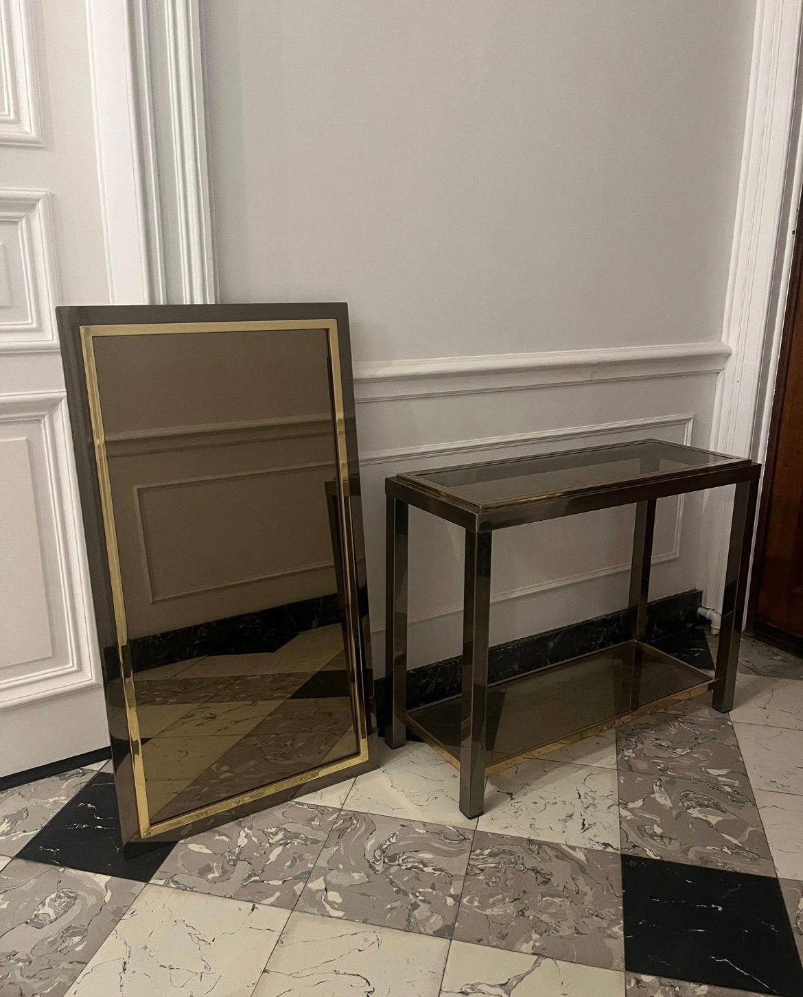 Vintage salontafel - wandtafel - spiegel Deknudt, Ophalen