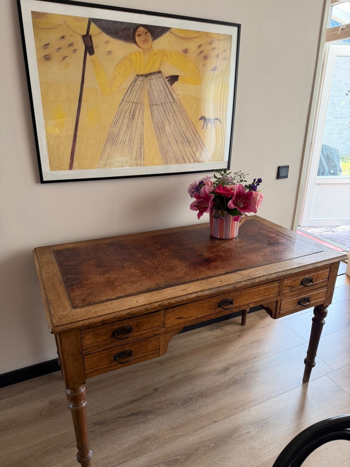 Prachtige Antieke Houten Schrijftafel / Bureau, Ophalen