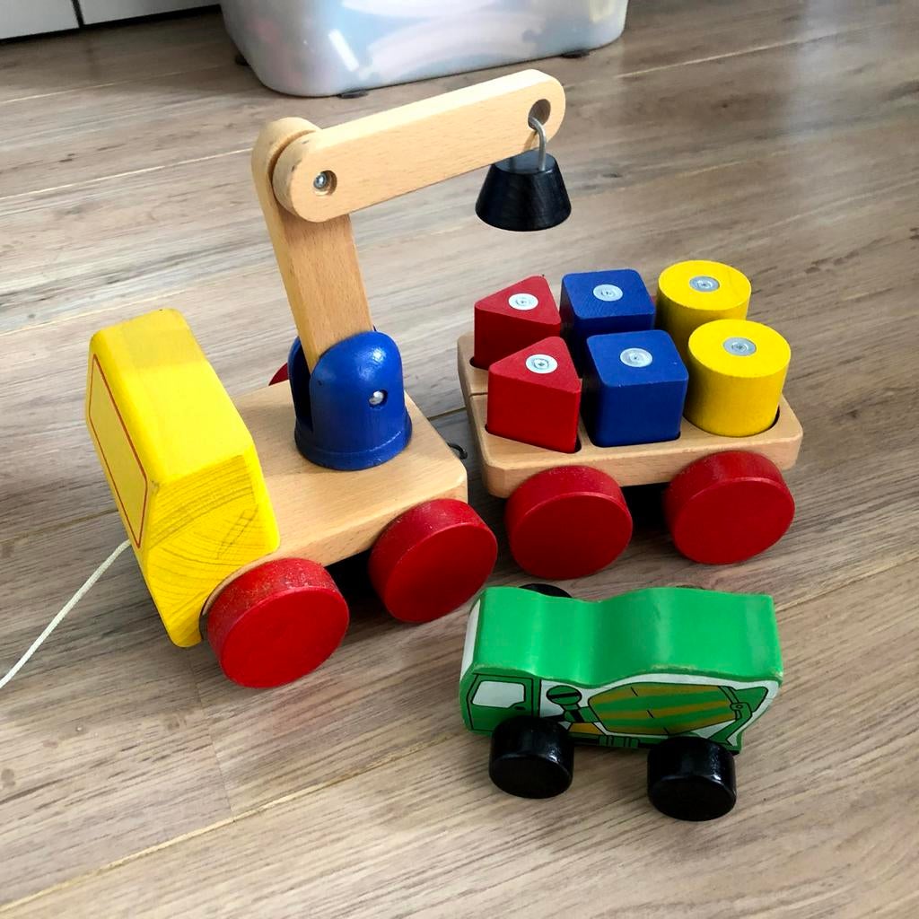 Houten speelgoed 3 stuks, Kinderen en Baby's, Speelgoed | Houten speelgoed, Ophalen, Gebruikt, Duw- of Trekspeelgoed