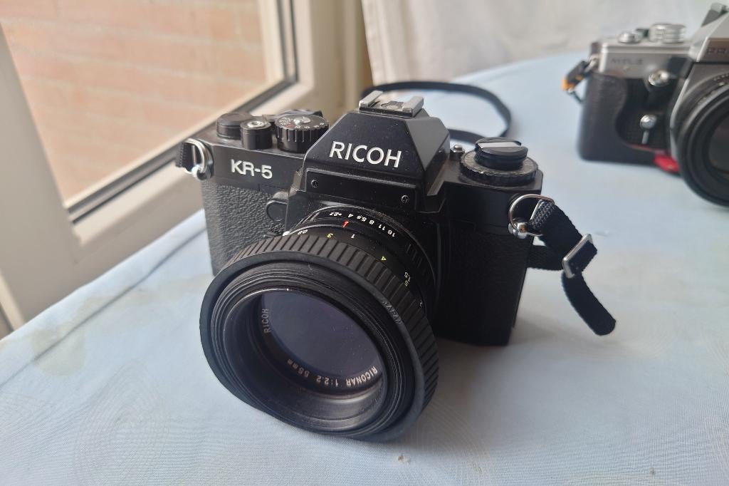 RICOH KR-5 JAPAN, met lens RICONAR 1:2.2 55 mm, Ophalen of Verzenden, Gebruikt, Spiegelreflex, Overige Merken