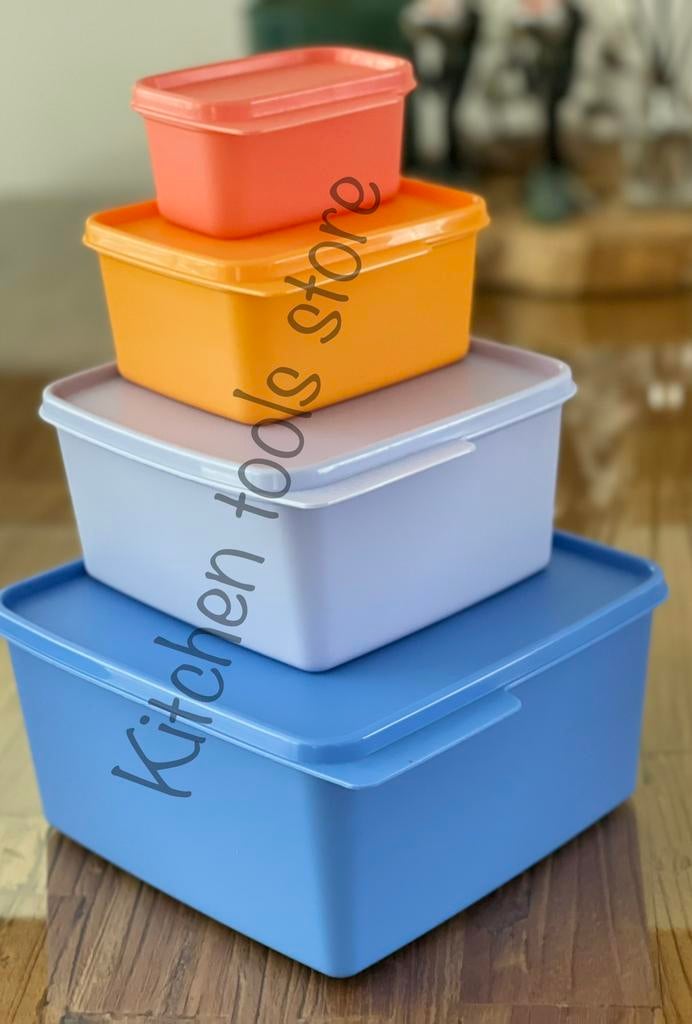 Tupperware Set opbergdozen set bewaarbak ruimtekom vierkant, Ophalen of Verzenden, Nieuw, Overige typen