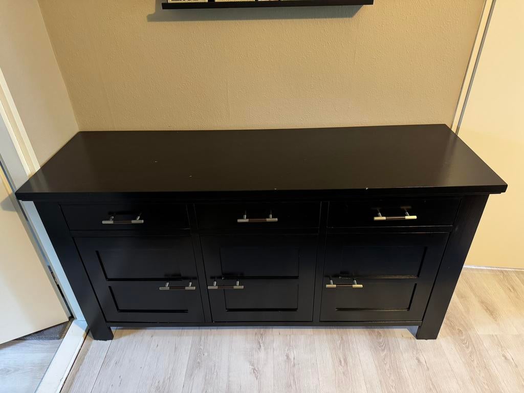 Houten dressoir - woonkamer kast - opberger, Ophalen, Met plank(en), Gebruikt, 150 tot 200 cm