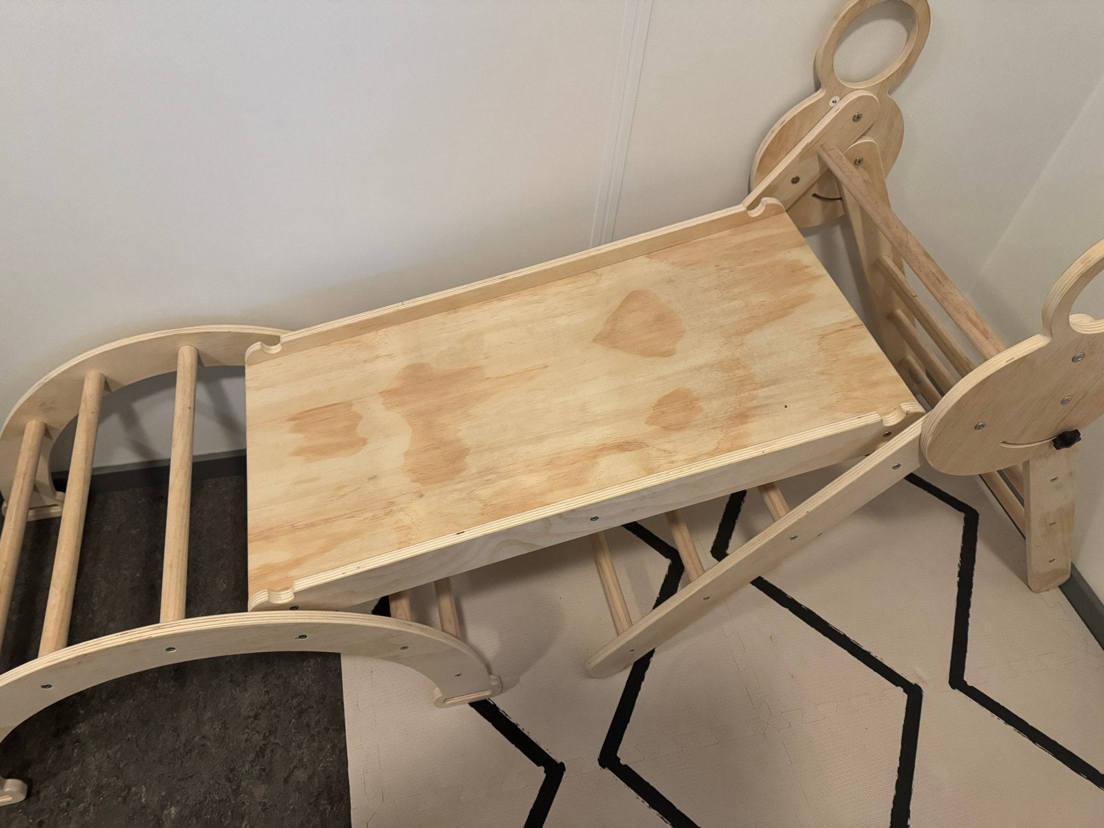 Houten Klimrek met Glijbaan en Klimwand - Montessori Speelgo, Ophalen, Nieuw, Glijbaan