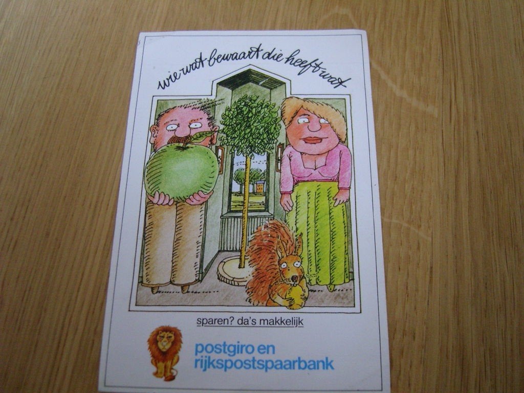 sticker Postgiro rn rijkspostspaarbank Wie wat bewaart die, Ophalen, Zo goed als nieuw