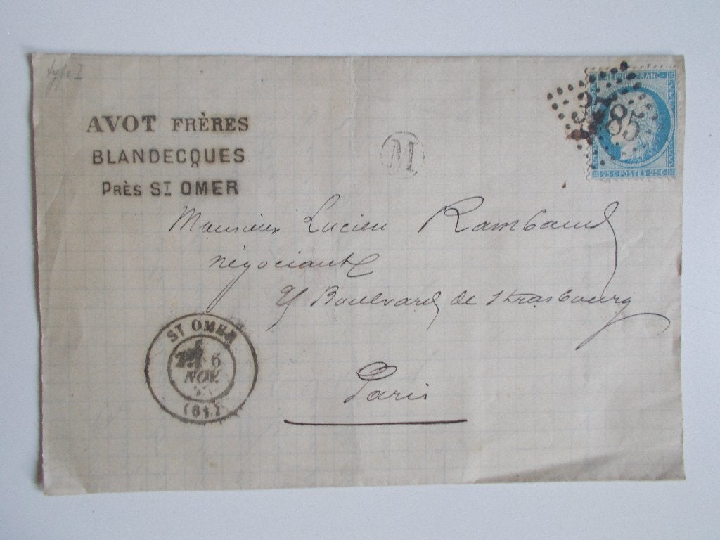 Frankrijk, Vouwbrief Uit Blandecques Bij St. Omer 1871., Ophalen, Brief