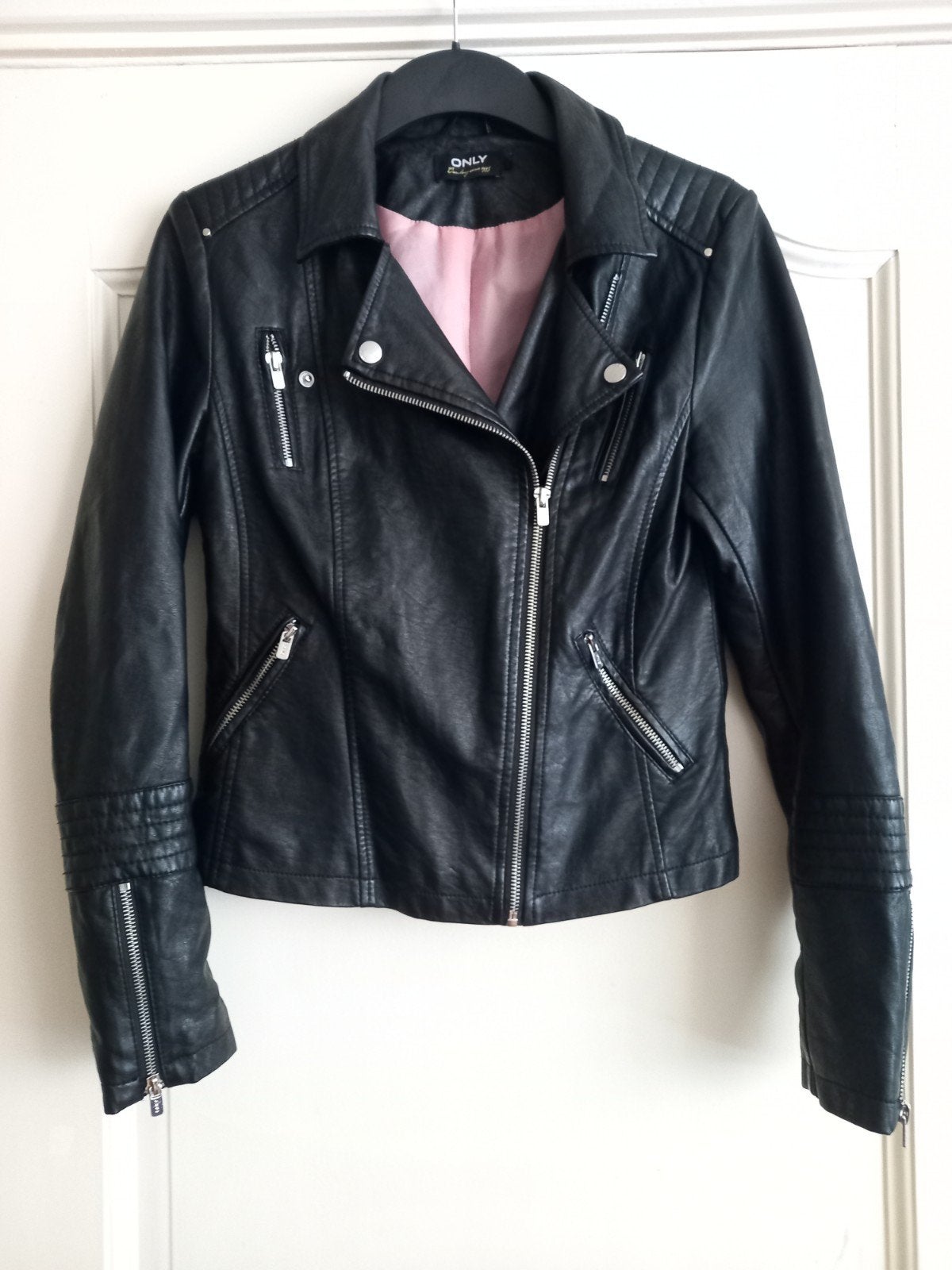 Only Gemma Faux lederlook bikerjasje maat 34, Kleding | Dames, Only, Zwart, Ophalen of Verzenden, Jasje