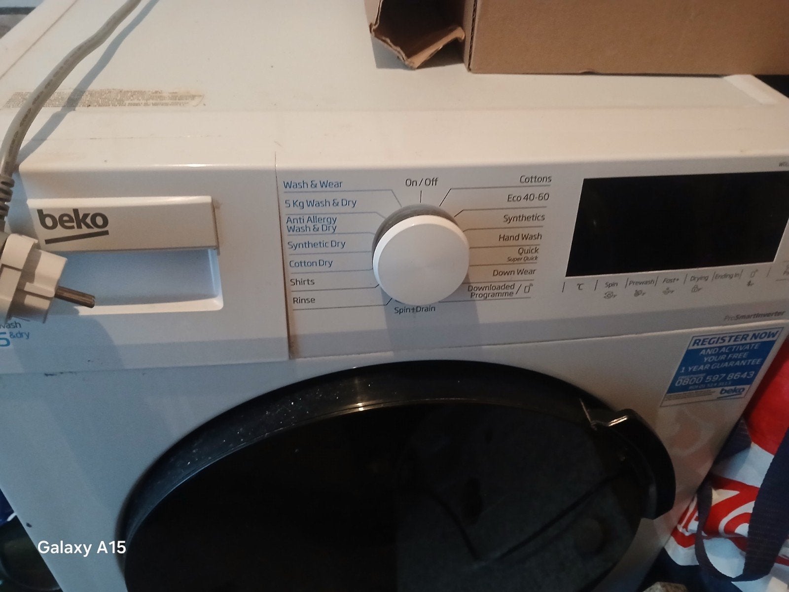 Beko WTV8744XW0 Wasmachine - 8kg was, 5kg droog, Witgoed en Apparatuur, Wasmachines, 1200 tot 1600 toeren, Gebruikt, 8 tot 10 kg