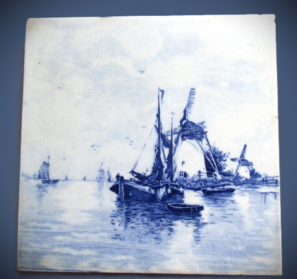 Delfts Blauwe Keramische tegel uit ca 1950~Handbeschilderd, Antiek en Kunst, Ophalen of Verzenden