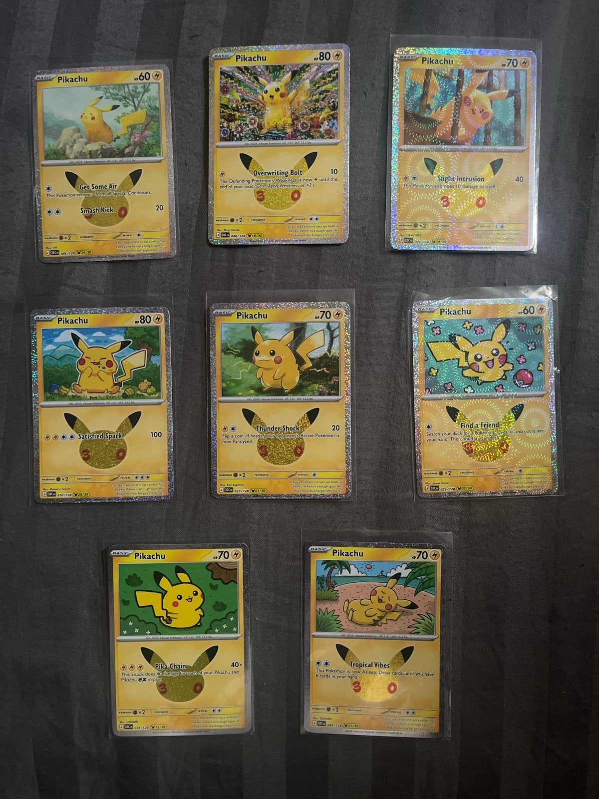 Zeldzame Pikachu Pokémon Kaarten Collectie - Diverse Types, Ophalen of Verzenden, Zo goed als nieuw, Meerdere kaarten, Foil