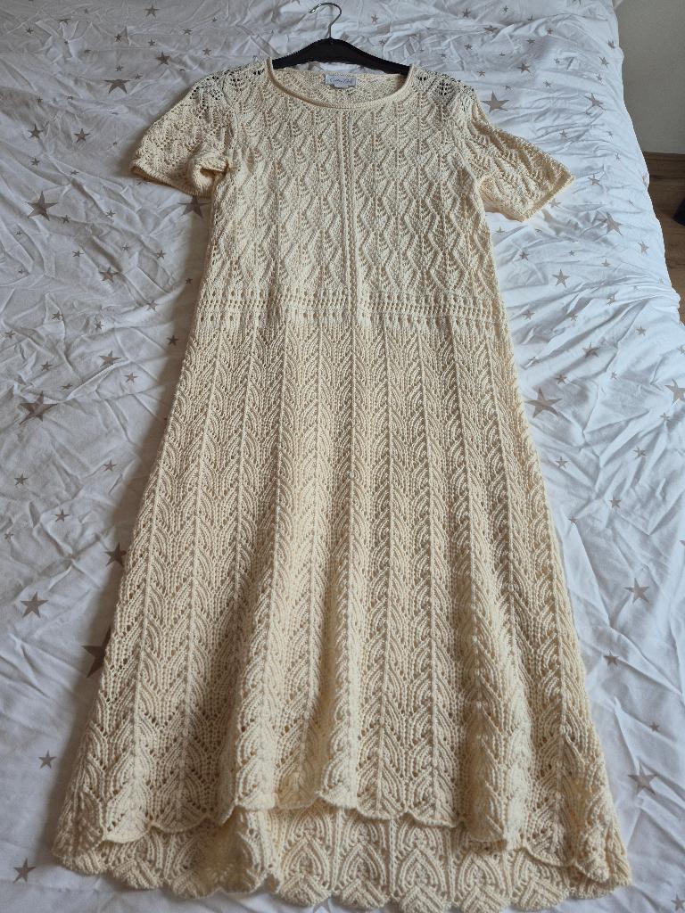 Cotton Club prachtige gehaakt ecru jurkje maat XL valt mt 40, Ophalen, Beige, Maat 46/48 (XL) of groter, Zo goed als nieuw