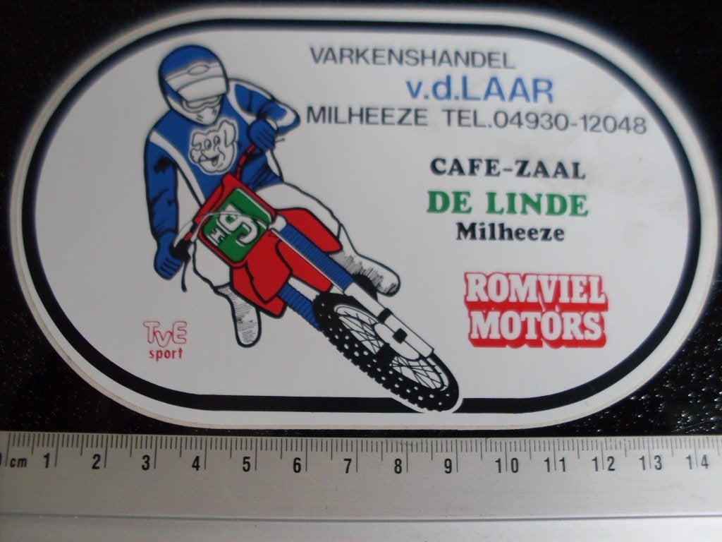 sticker motorcross motocross v.d. Laar Romviel De Linde, Verzenden, Zo goed als nieuw, Sport
