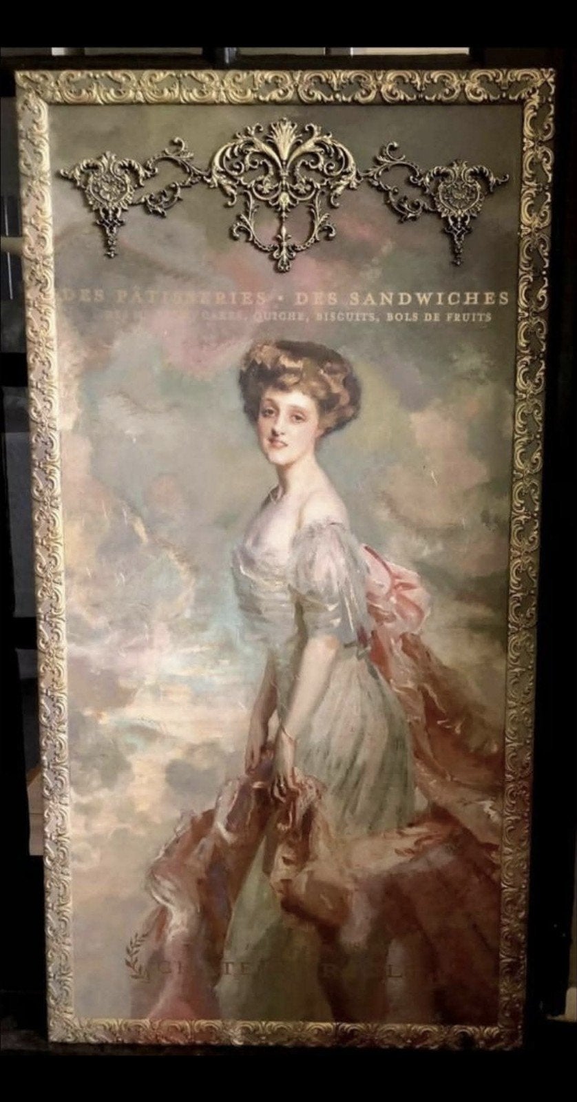 Prachtige Brocante Lijst met victoriaanse Dame