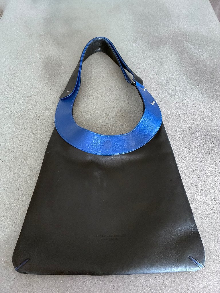 Hestert van Eeghen schoudertas, blauw zwart, Sieraden, Tassen en Uiterlijk, Tassen | Damestassen, Ophalen of Verzenden, Gebruikt