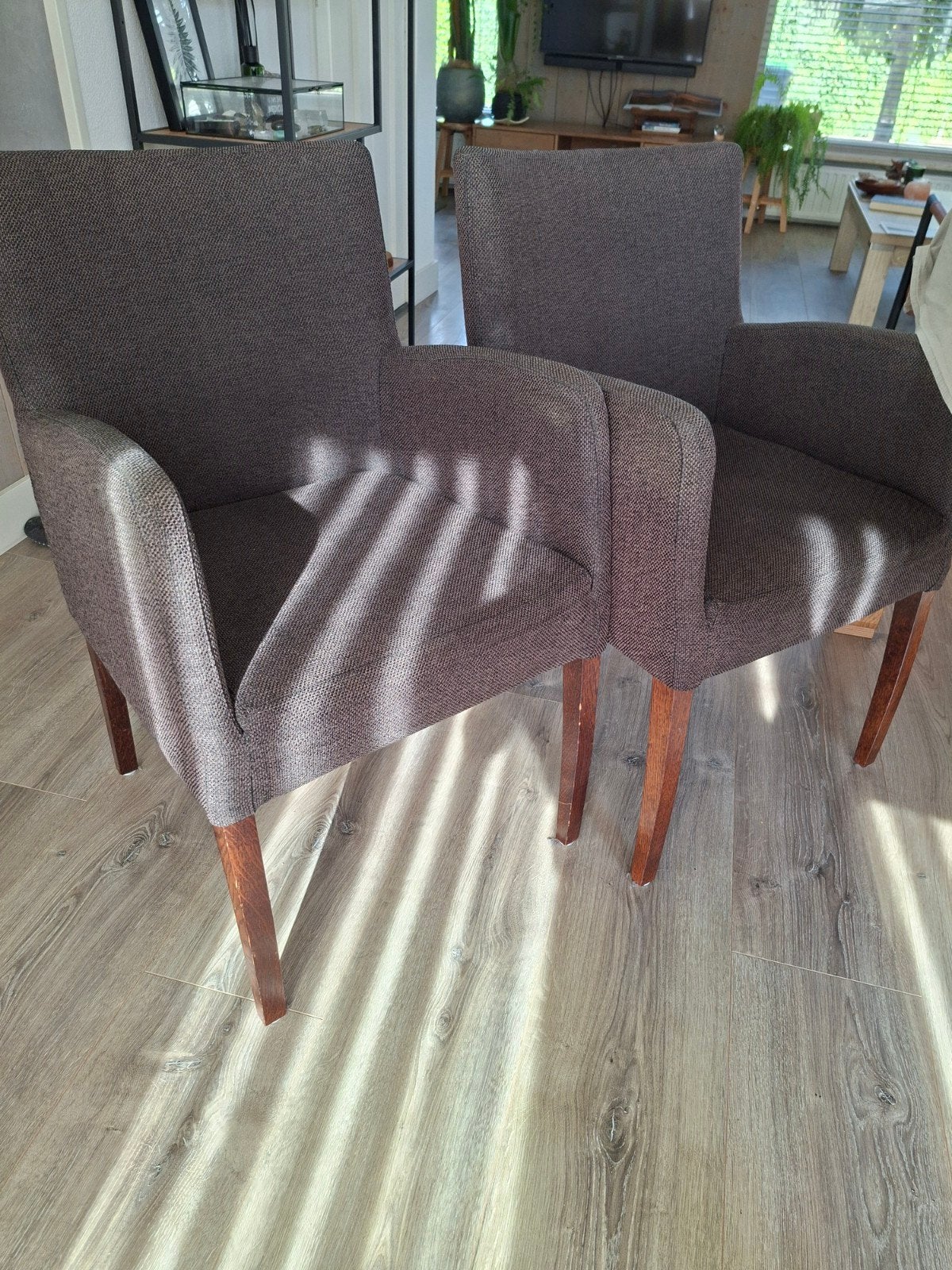 4x fauteuil antraciet/bruin