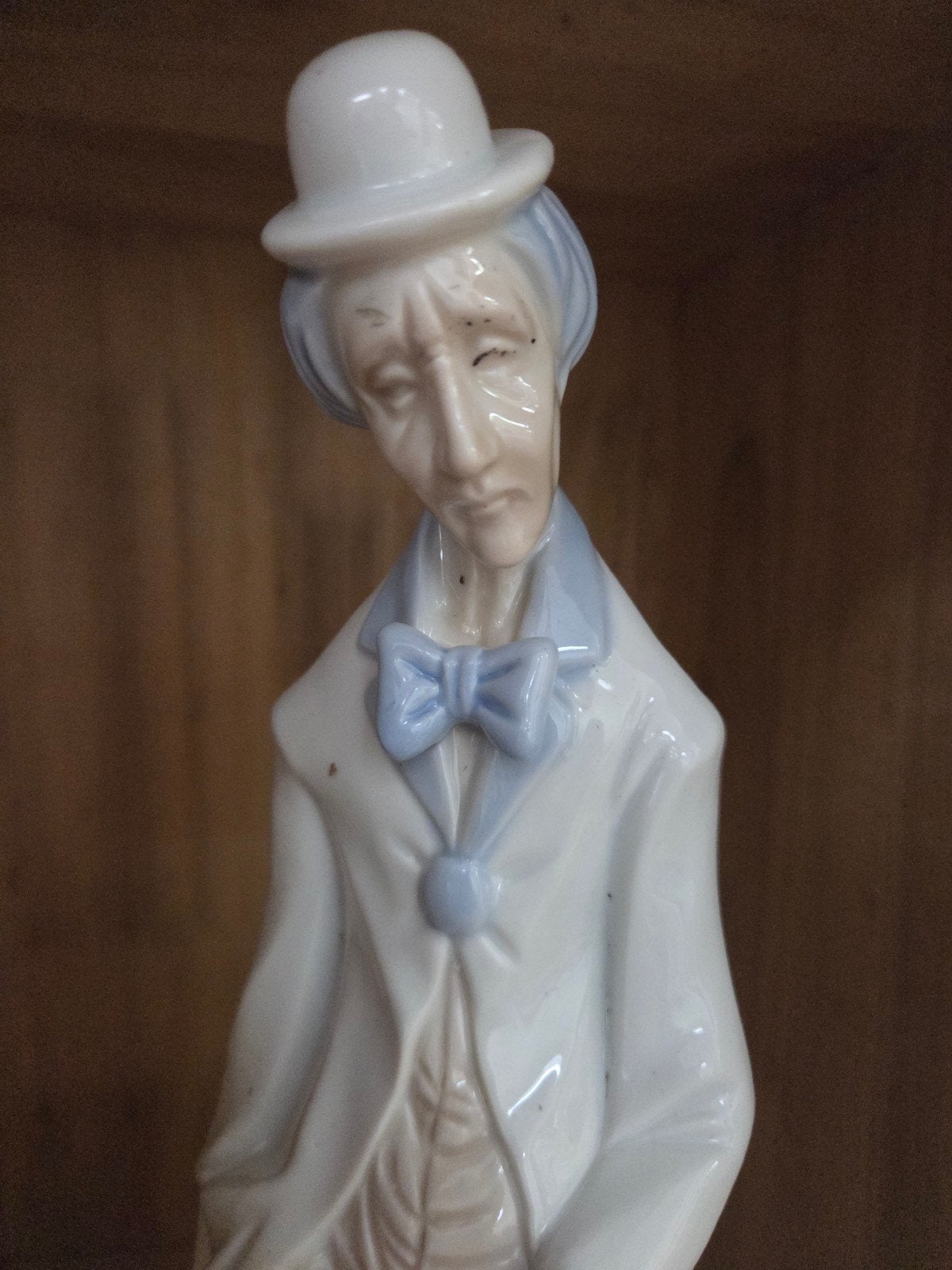Vintage Porseleinen Droevige Clown Beeldje, Ophalen of Verzenden