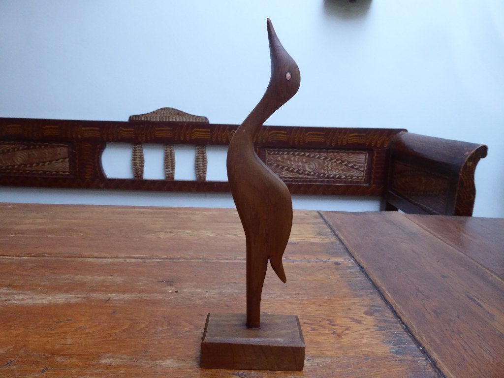 Vintage houten beeldje van een vogel, 30 cm., Antiek en Kunst, Ophalen of Verzenden