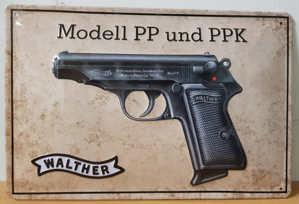 Walther PP und PPK pistool relief reclamebord van metaal, Verzamelen, Reclamebord, Info@deconoord.nl, Deco Noord, Nieuw