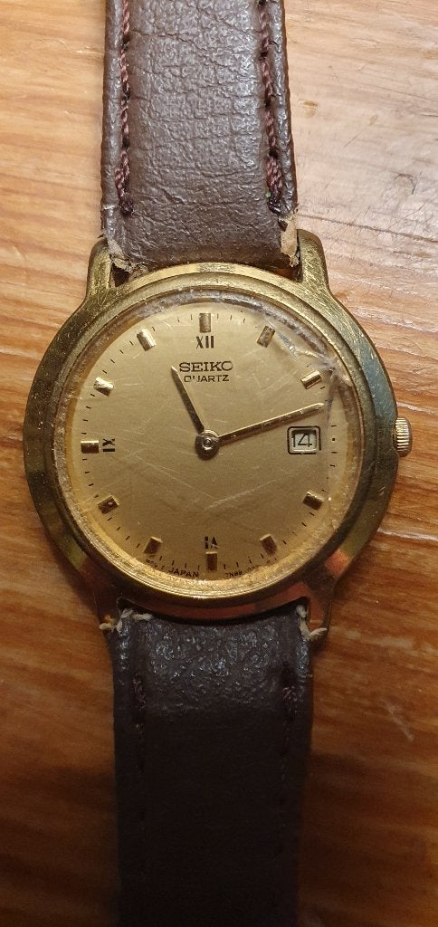 Vintage Seiko Quartz Polshorloge - Goudkleurig met Leer, Polshorloge, Ophalen of Verzenden, Overige materialen, Seiko
