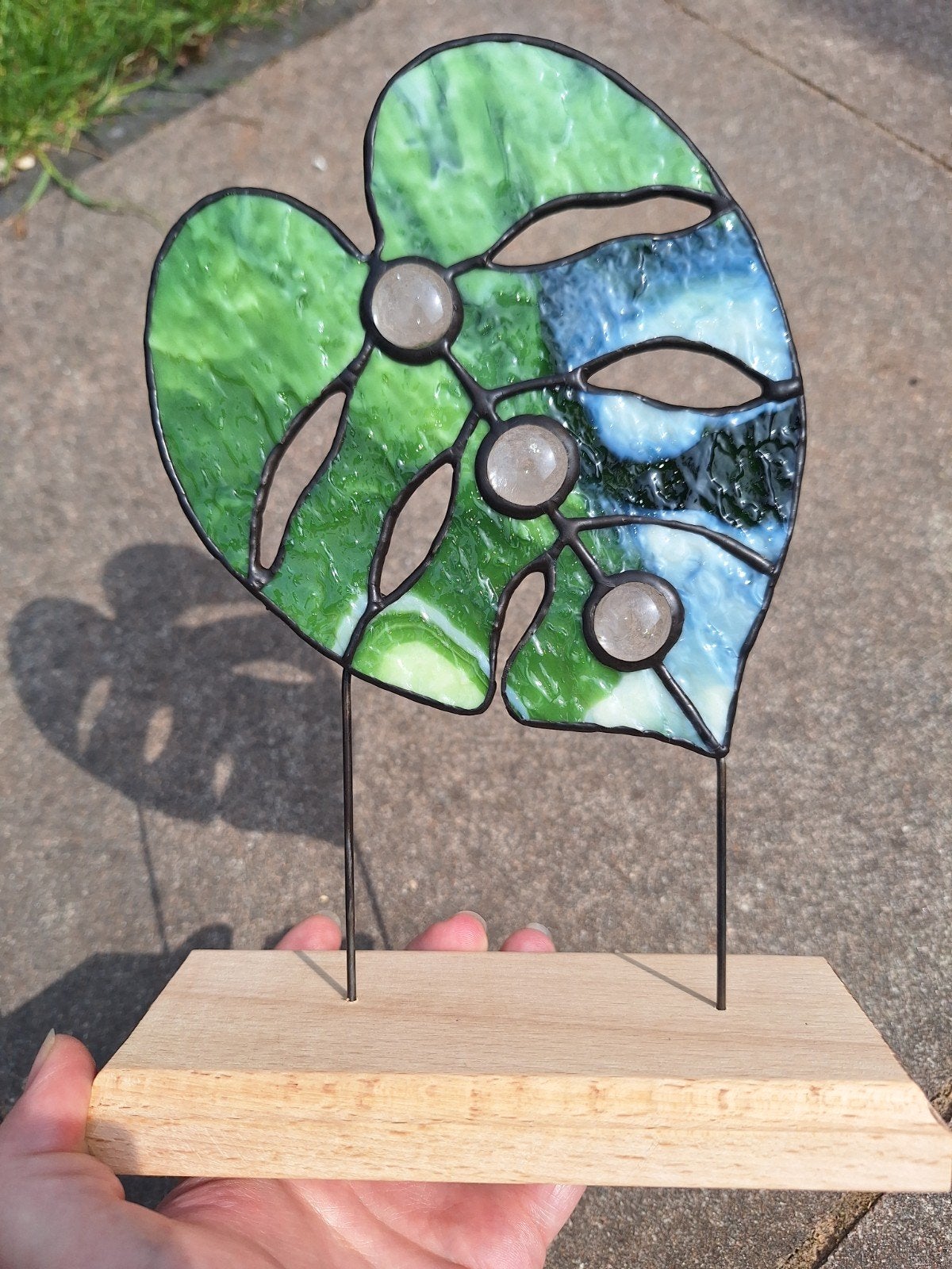 Glas in lood monstera blad, Tuin en Terras, Tuinstekers, Ophalen of Verzenden