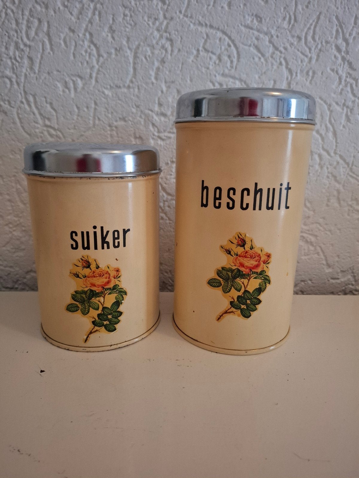 Brabantia bussen blikken suiker beschuit beige, Ophalen of Verzenden, Gebruikt