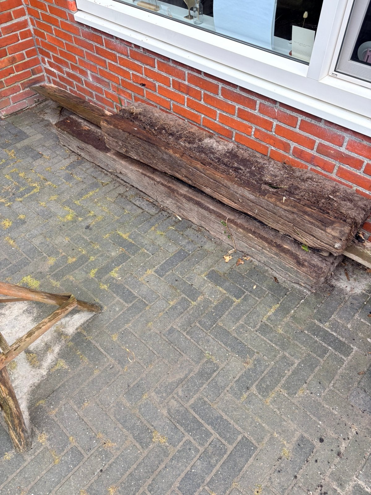 Houten bielzen hardhout, Ophalen, Zo goed als nieuw, 50 mm of meer, Balk