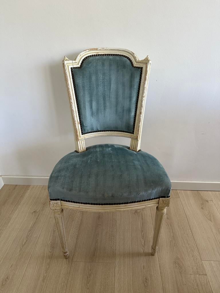 Blauwe barok eetkamerstoel vintage, Ophalen