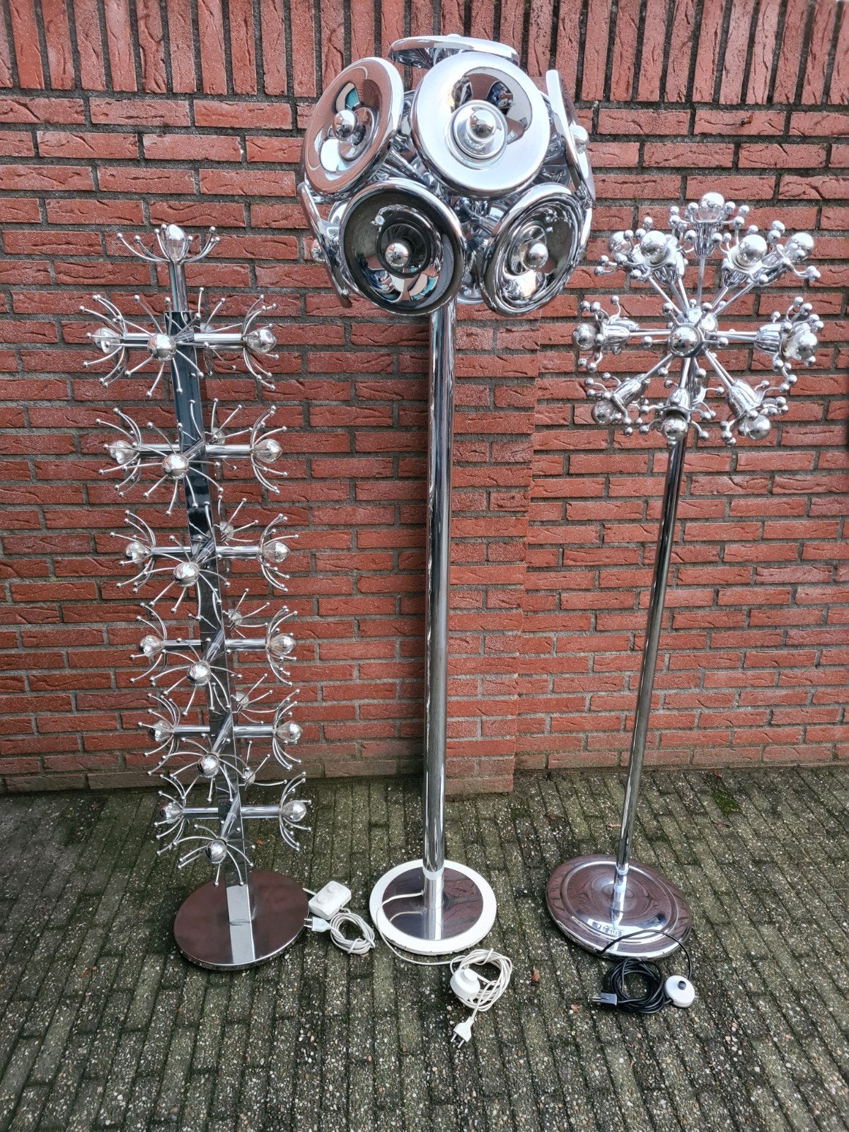 FIFTIES SIXTIES  CHROMEN VLOERLAMPEN HOOGTE VANAF 150 CM, Ophalen, Glas, 150 tot 200 cm, FIFTIES SIXTIES RETRO