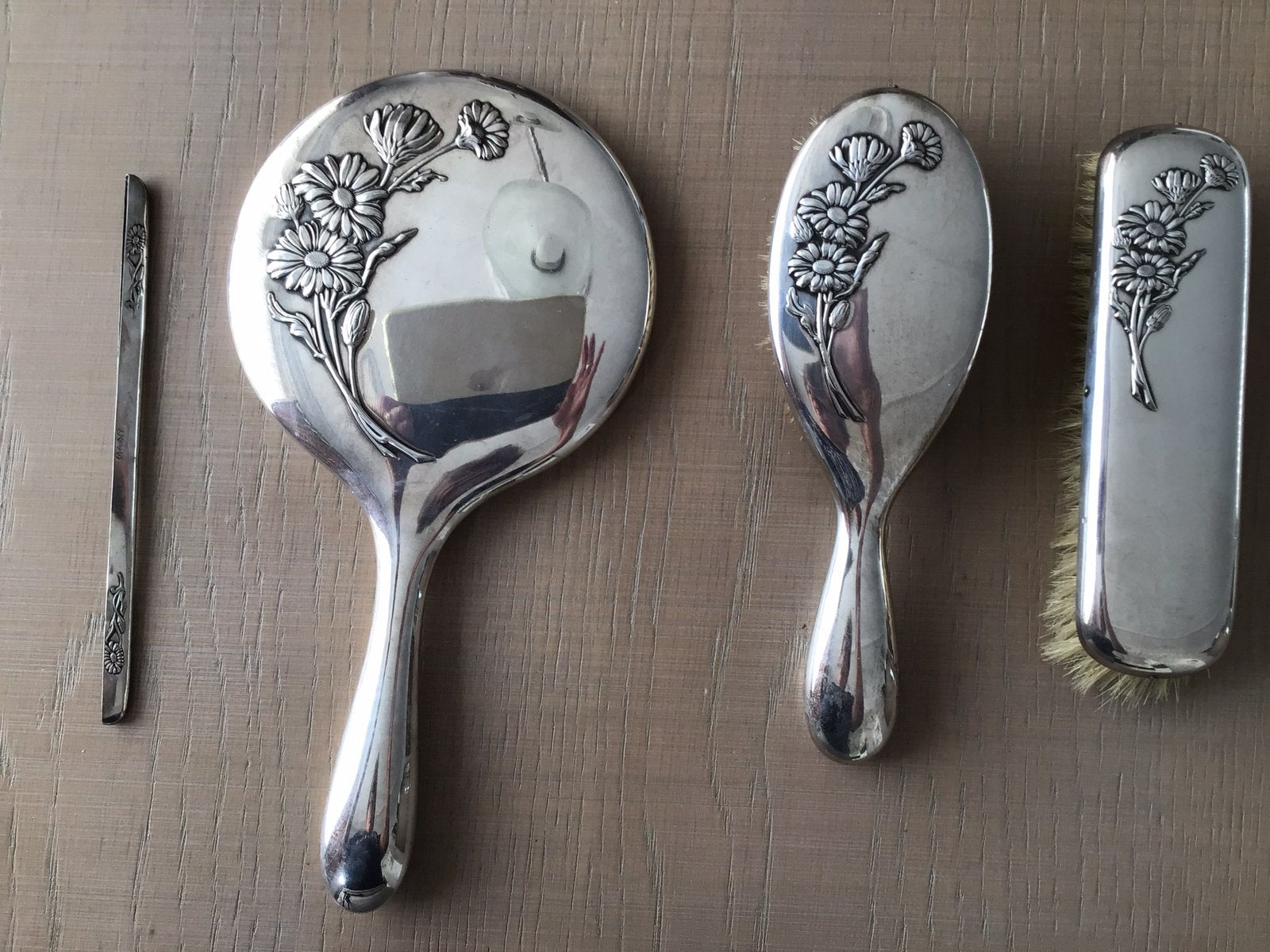 Verzilverd kaptafel set, Ophalen of Verzenden, Zilver