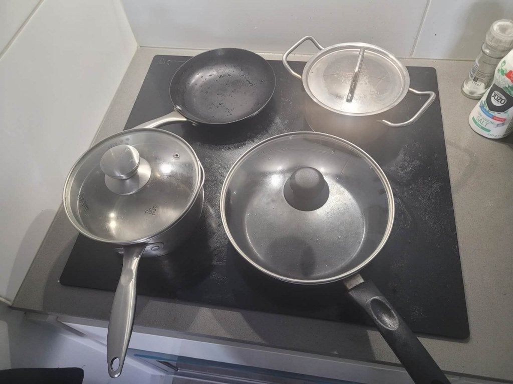 pan, Huis en Inrichting, Keuken | Potten en Pannen, Ophalen, Zo goed als nieuw, Rvs