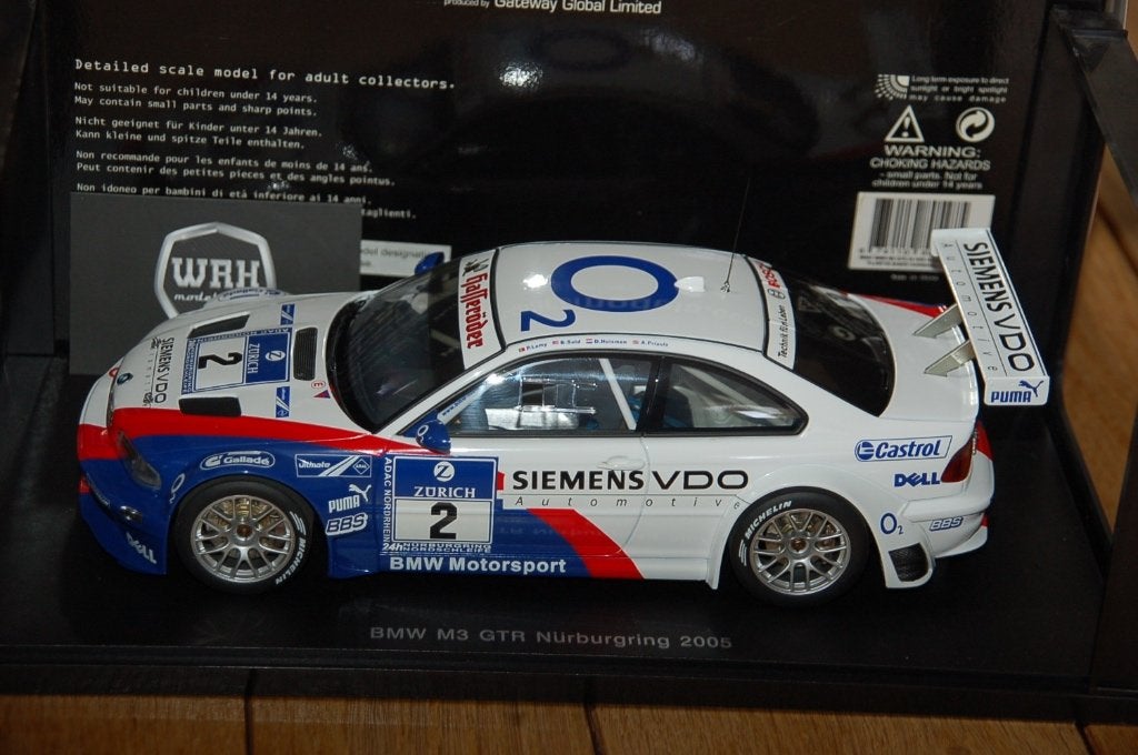 1:18 BMW M3 E46 GTR Nurnburgring #2 Autoart 80547 WRH, Verzenden, Zo goed als nieuw, Auto, Autoart