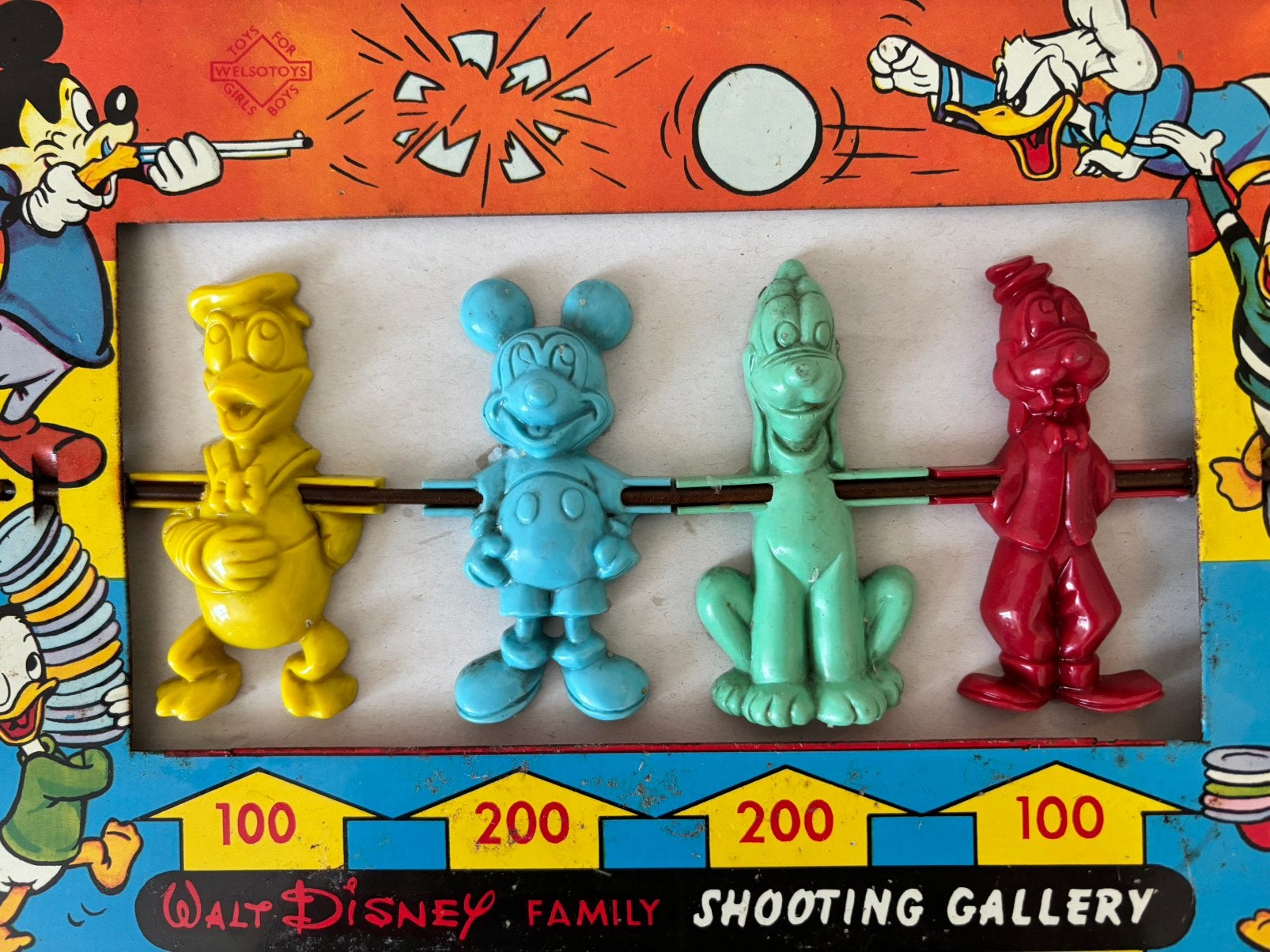Vintage blikken Disney Schietspel (Welsotoys, Jaren '50), 1 speler, Zo goed als nieuw, Vanaf 7 jaar, Ophalen