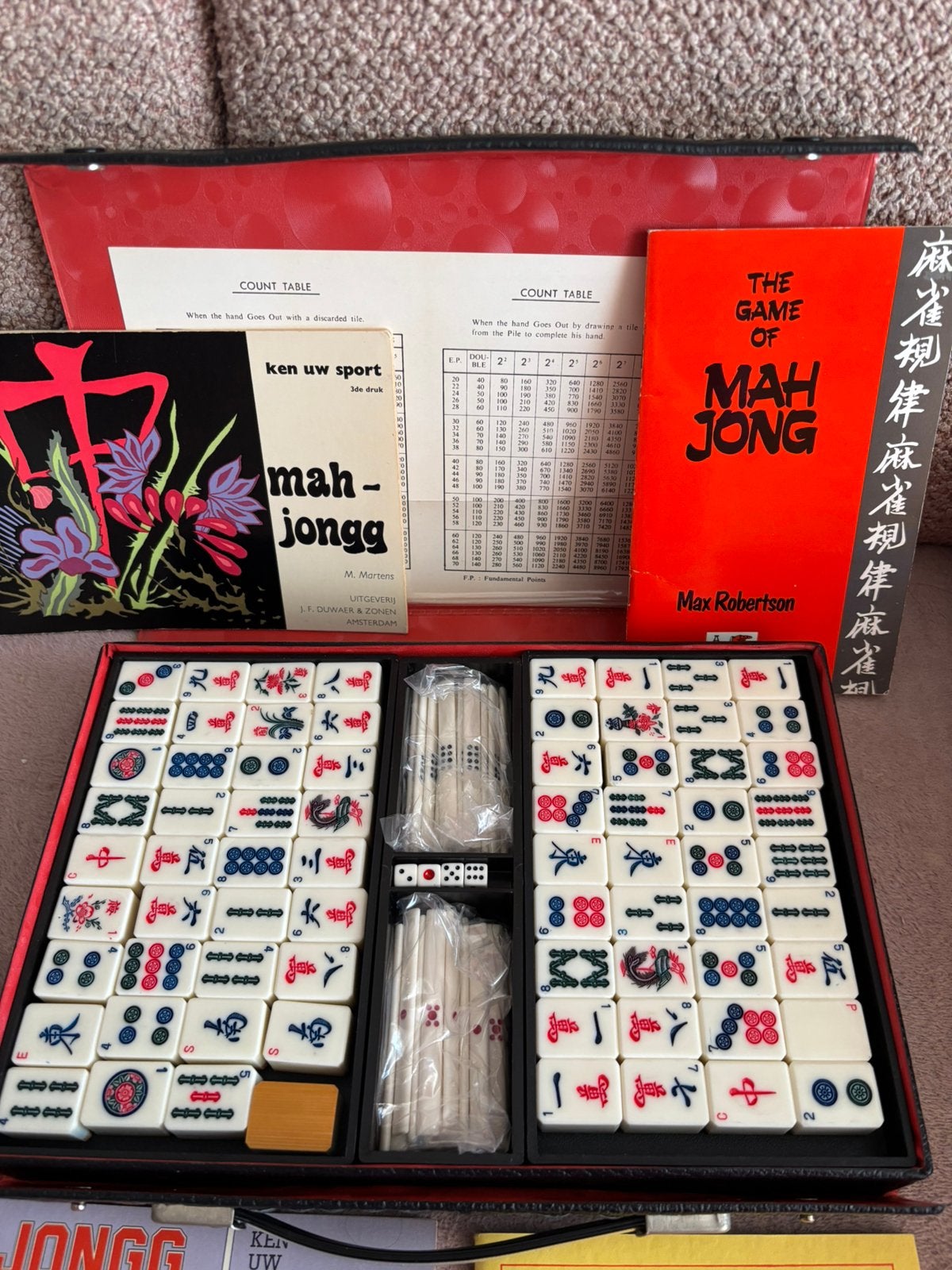 Mahjong in koffer, Ophalen of Verzenden, Zo goed als nieuw