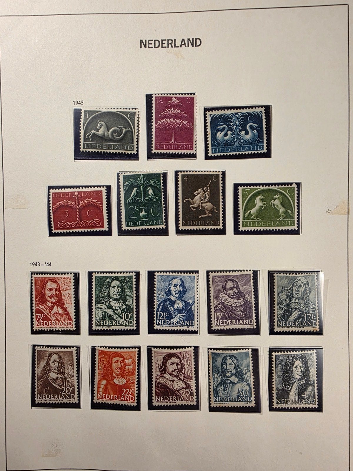 Nederlandse postzegels 1943-1944: Zeehelden en symbolen, Postzegels en Munten, Postzegels | Nederland, Verzenden, Na 1940, Postfris