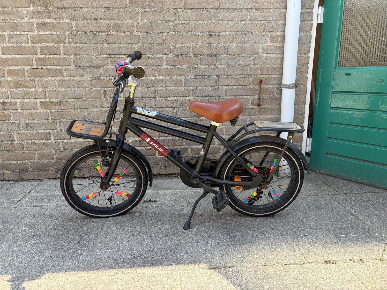 Popal kinderfiets 16 inch met terugtraprem en bagagedrager, Ophalen, Gebruikt, Terugtraprem, 16 tot 20 inch