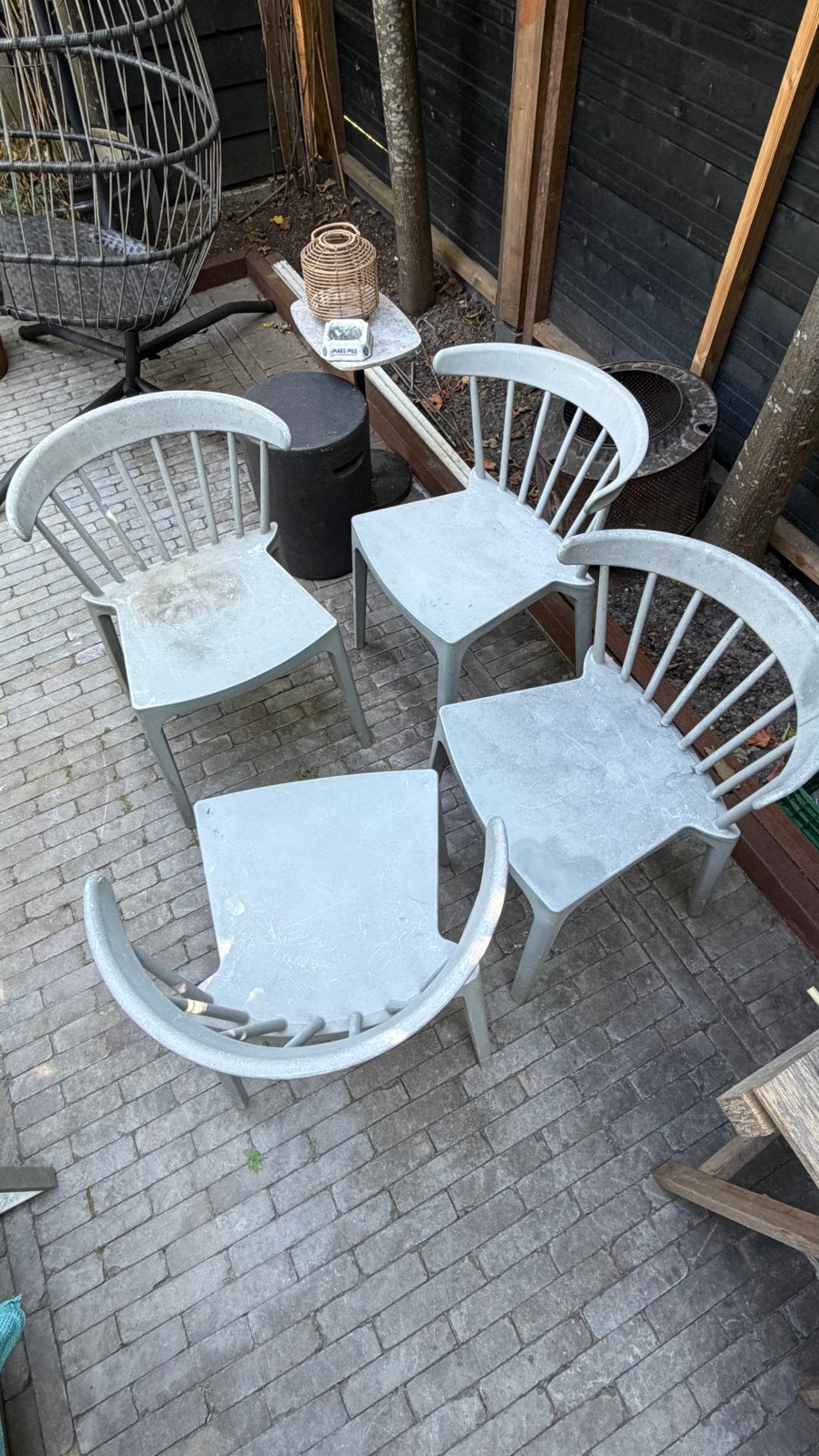Woood Bliss spijlen stoelen, Tuin en Terras, Ophalen, Gebruikt, Kunststof, Stapelbaar
