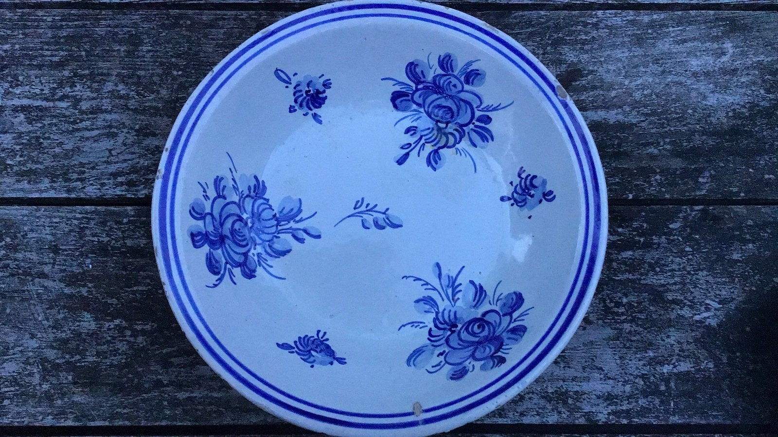 Oude Italiaanse blauw-witte schaal, Antiek en Kunst, Ophalen of Verzenden
