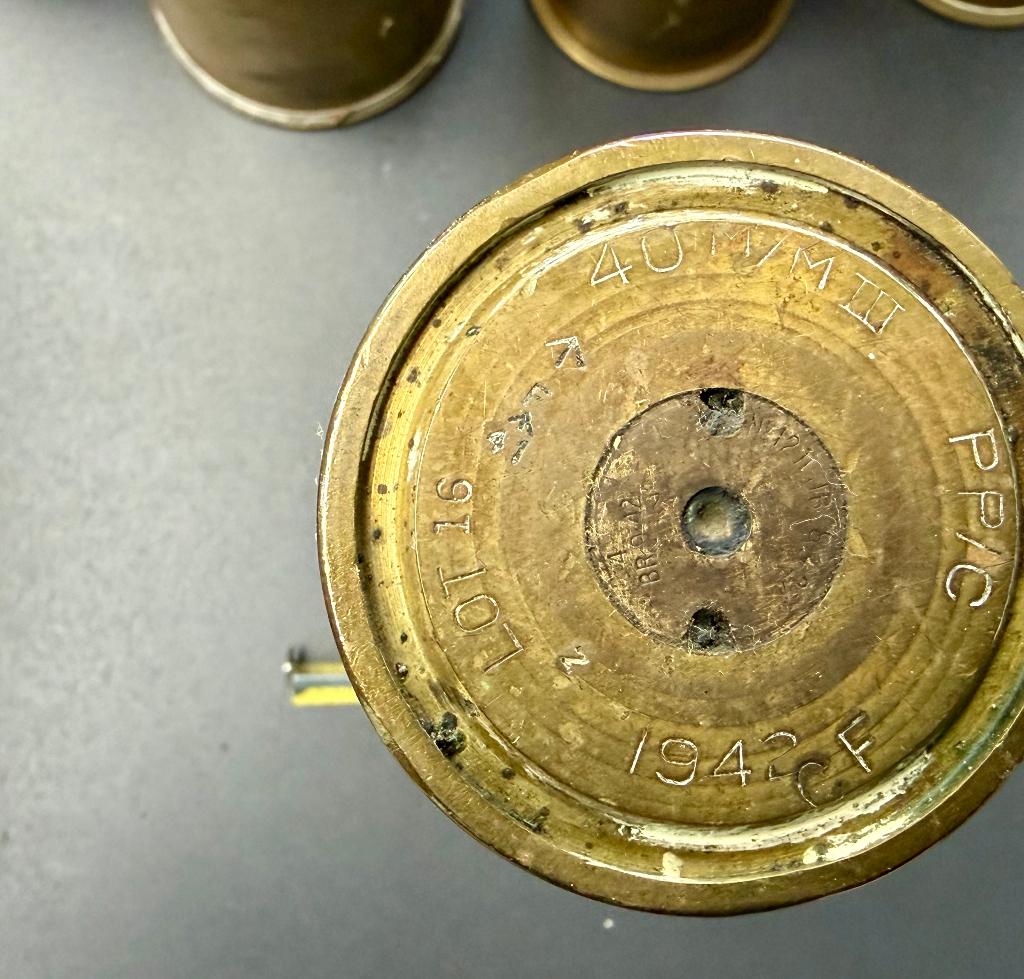 lege huls messing 7 40mm 1942, Ophalen of Verzenden, Landmacht, Overige gebieden, Hulzen of Bodemvondsten