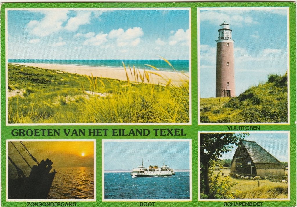 TEXEL Strand Veerboot Vuurtoren Groeten, Verzenden, 1960 tot 1980, Ongelopen, Waddeneilanden