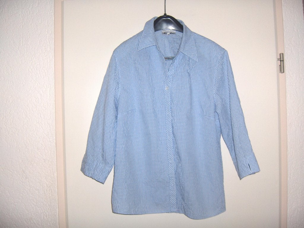 Klassieke blauw witte blouse ERFO mt 40/42 prima staat, Maat 38/40 (M), Blauw, Erfo, Ophalen of Verzenden