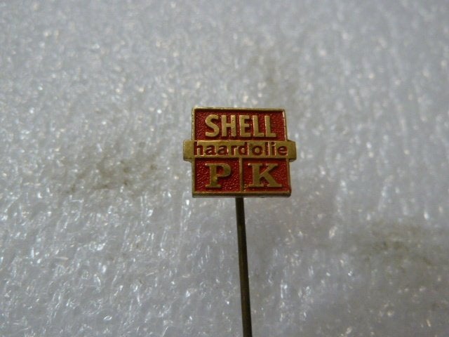 Vintage Shell Haardolie PK Speldje, Verzamelen, Ophalen of Verzenden, Gebruikt, Merk, Speldje of Pin