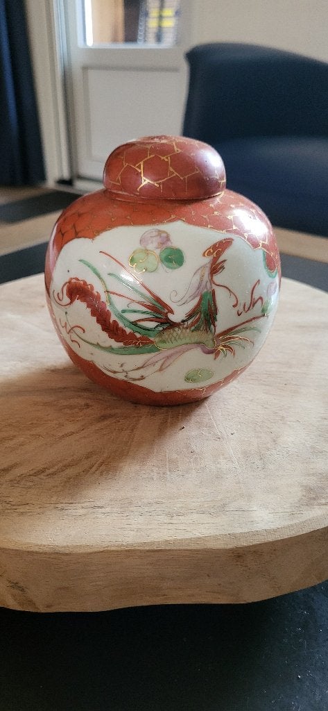 Antieke Chinese Gemberpot met Draken en Feniks - 13 cm, Ophalen of Verzenden
