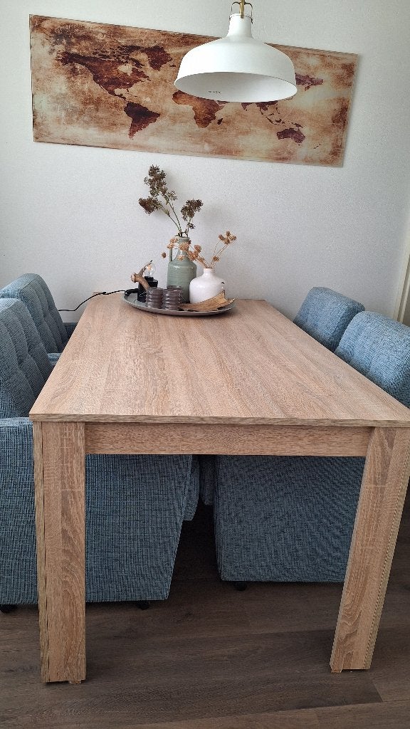 Eethoek eettafel met 4 nieuwe stoelen op wieltjes, Ophalen, Zo goed als nieuw, Modern, 4 tot 6 stoelen