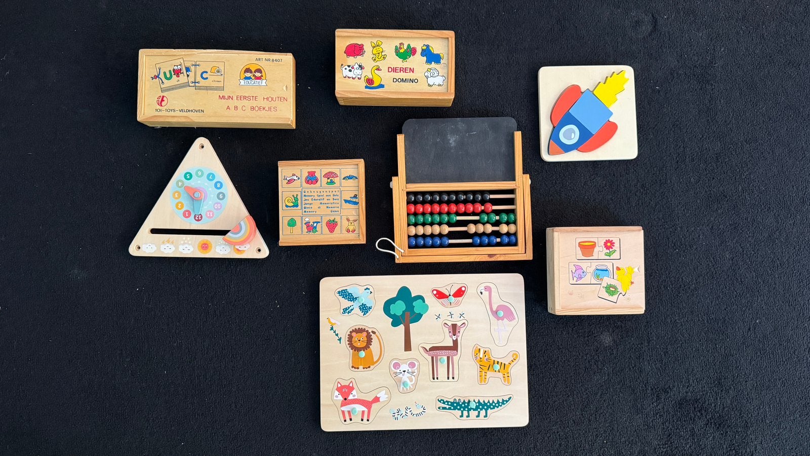 speelgoed pakket hout puzzel telraam domino memory educatief, Kinderen en Baby's, Ophalen of Verzenden, Zo goed als nieuw, Overige typen